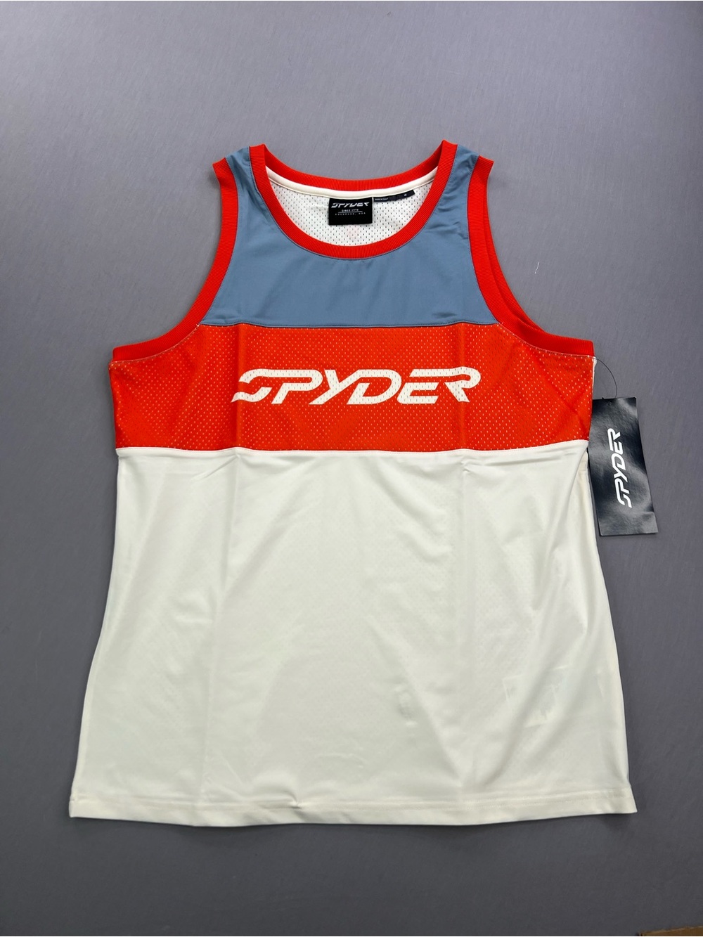 SPYDER MENS OLSON SLEEVELESS VENTED MESH ATHLETIC TANK TOP SHIRT